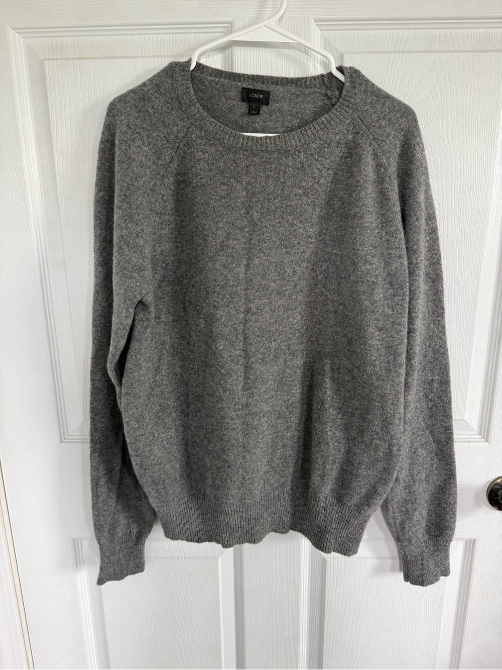 J.Crew 100% Lambswool Sweater Large Gray Crewneck Quiet Luxury Fall Classic
